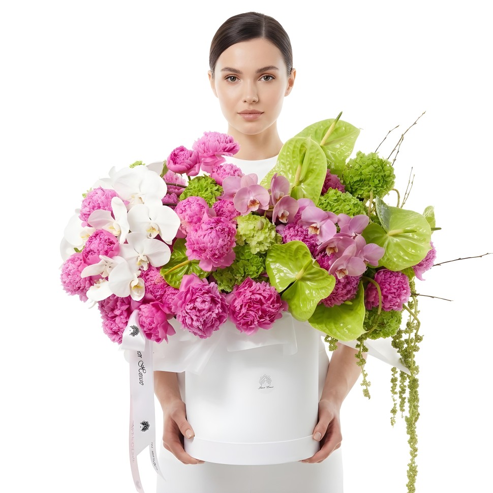 Blush Royale Box β Peonies, Orchids, Anthuriums & Viburnum