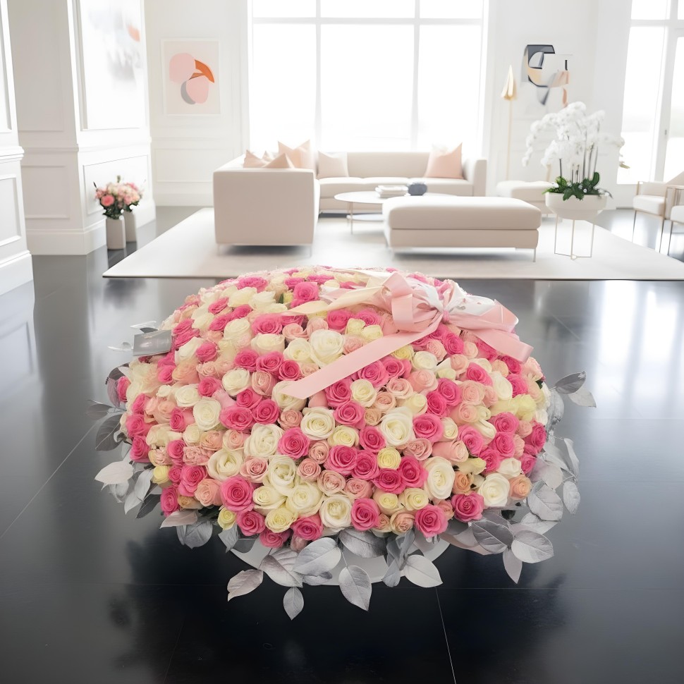 300 Roses Flower Basket