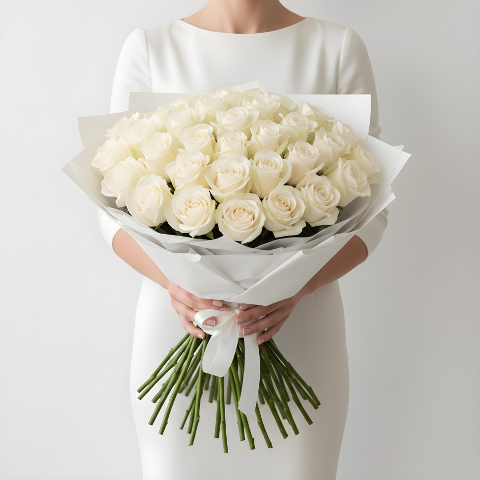 White Roses Bouquet (12–48 Stems)