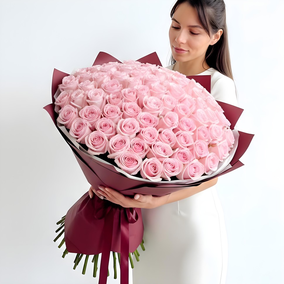 Pink O'Hara Garden Roses Hand Tied Bouquet (50, 75, 100 Stems)