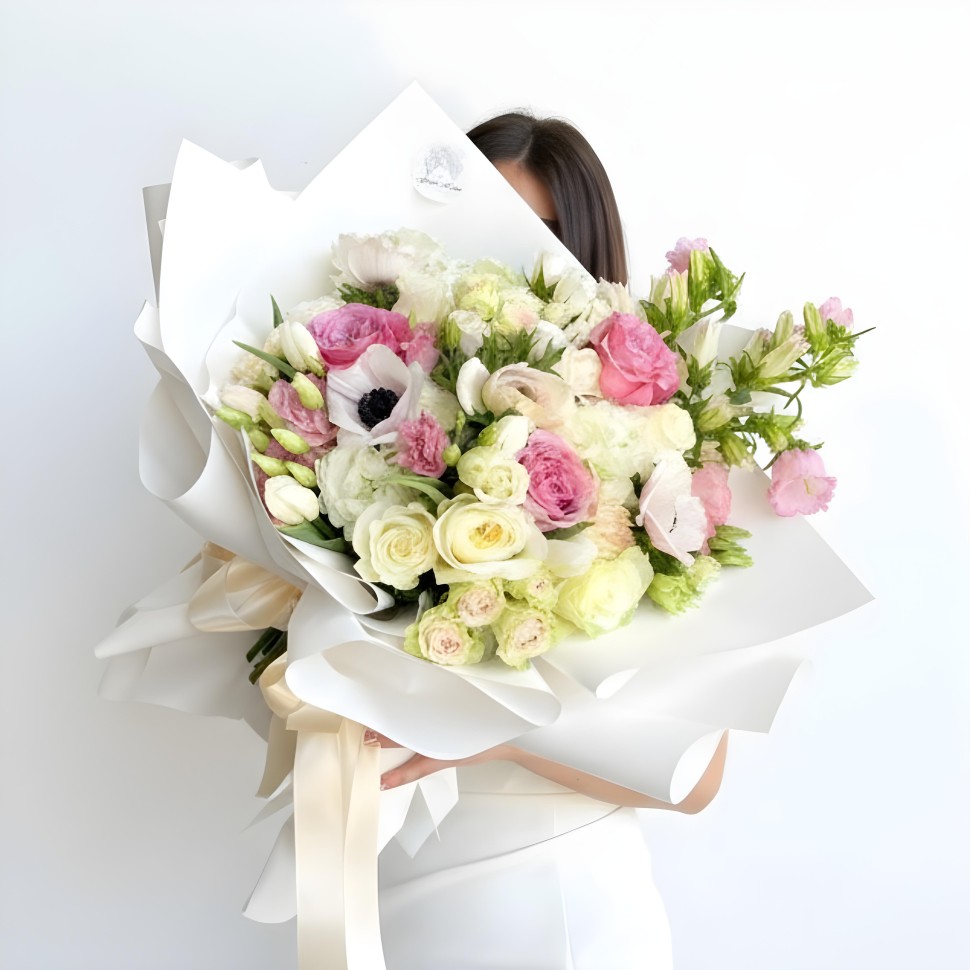 White Estrella Fresh Flowers Hand Tied Bouquet