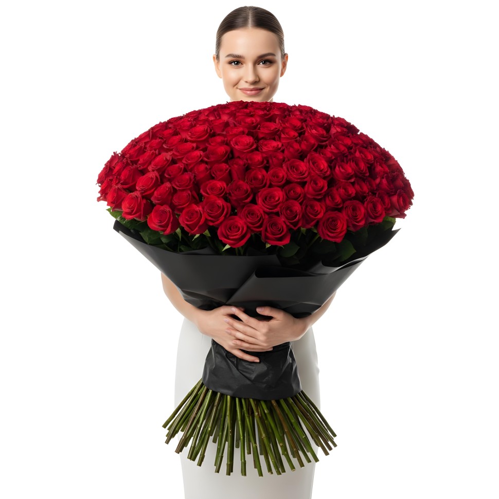 150 Roses Hand-Tied Bouquet (Red, Hot Pink, Light Pink, White)