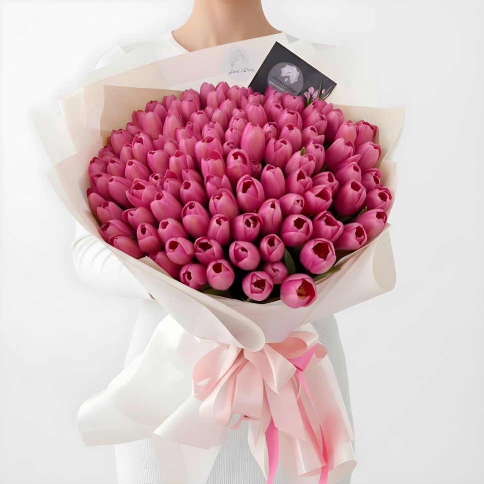 Luxury Hand-Tied Bouquet of 125 Tulips Wrapped in Paper